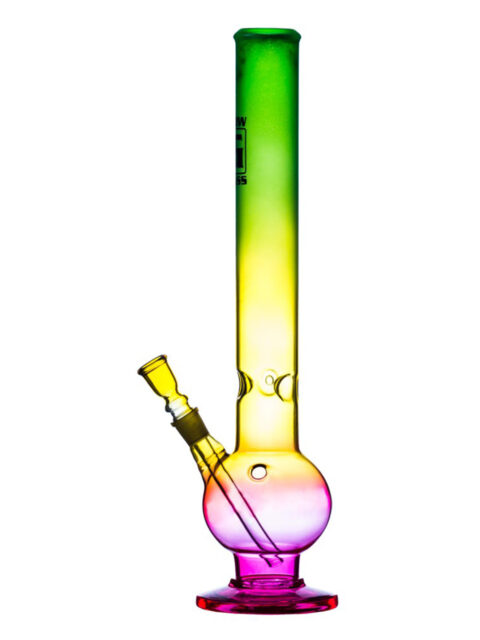 Glow Glas Bong Reggae mit Bauch – Sandgestrahlt mit Eiskerben | 42 cm