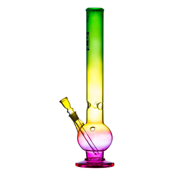 Glow Glas Bong Reggae mit Bauch – Sandgestrahlt mit Eiskerben | 42 cm